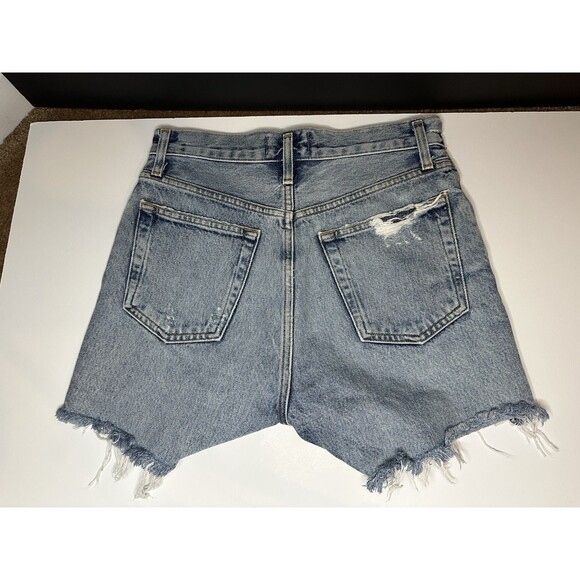 Agolde Jaden High Rise Cut Off Button Fly Distressed Denim Jean Shorts Sz 24 - Picture 5 of 6